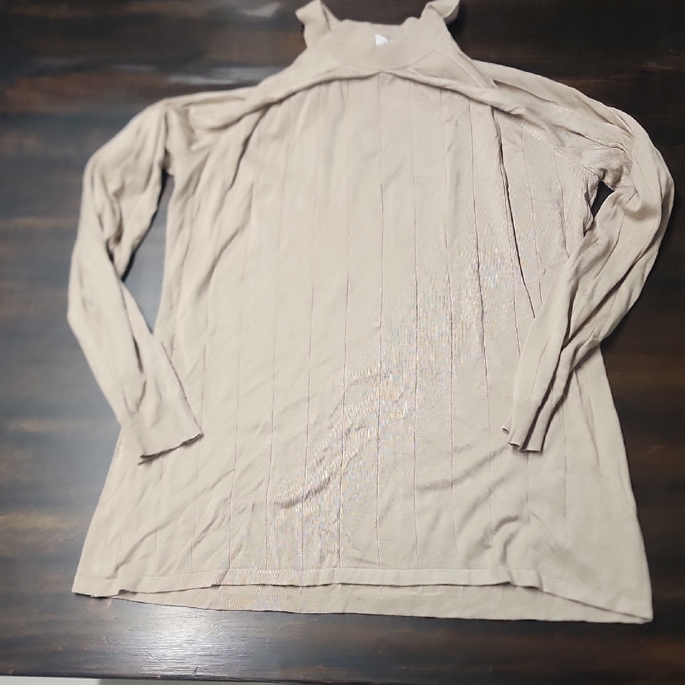Chic Beige Long Sleeve Women's Top